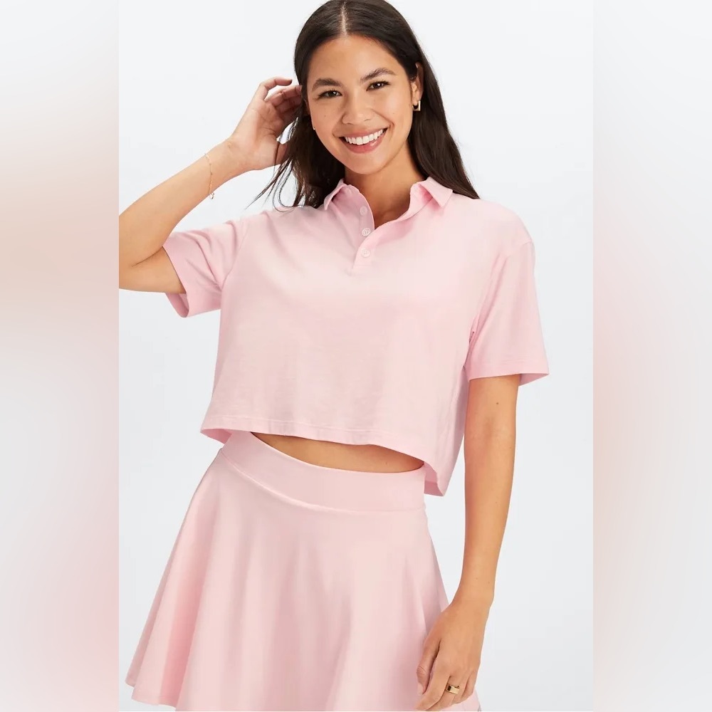 Fabletics Boxy Tennis Crop Polo NWT